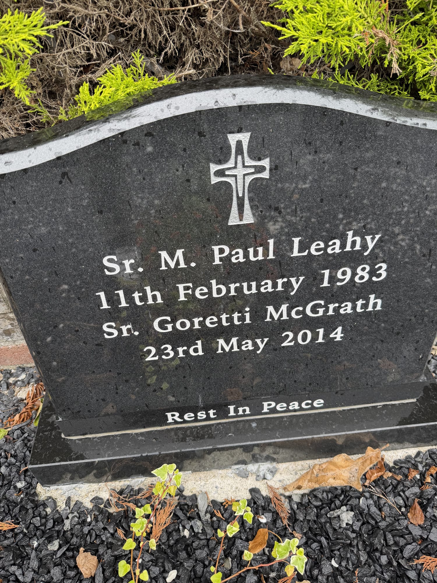 Headstone of Sister M. Paul Leahy
