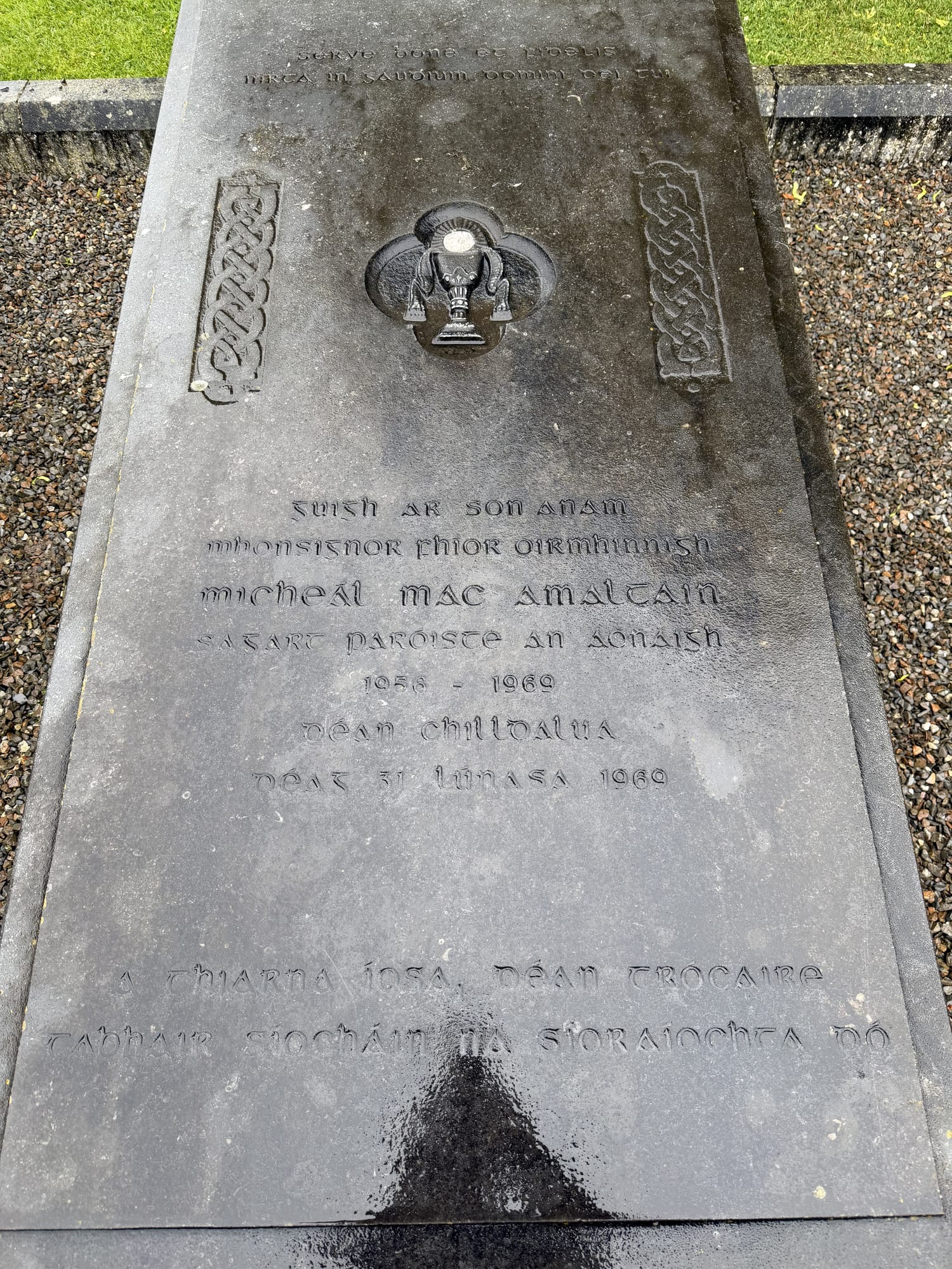 Headstone of Monsignor Michael Hamilton (Mícheál Mac Amaltóin)