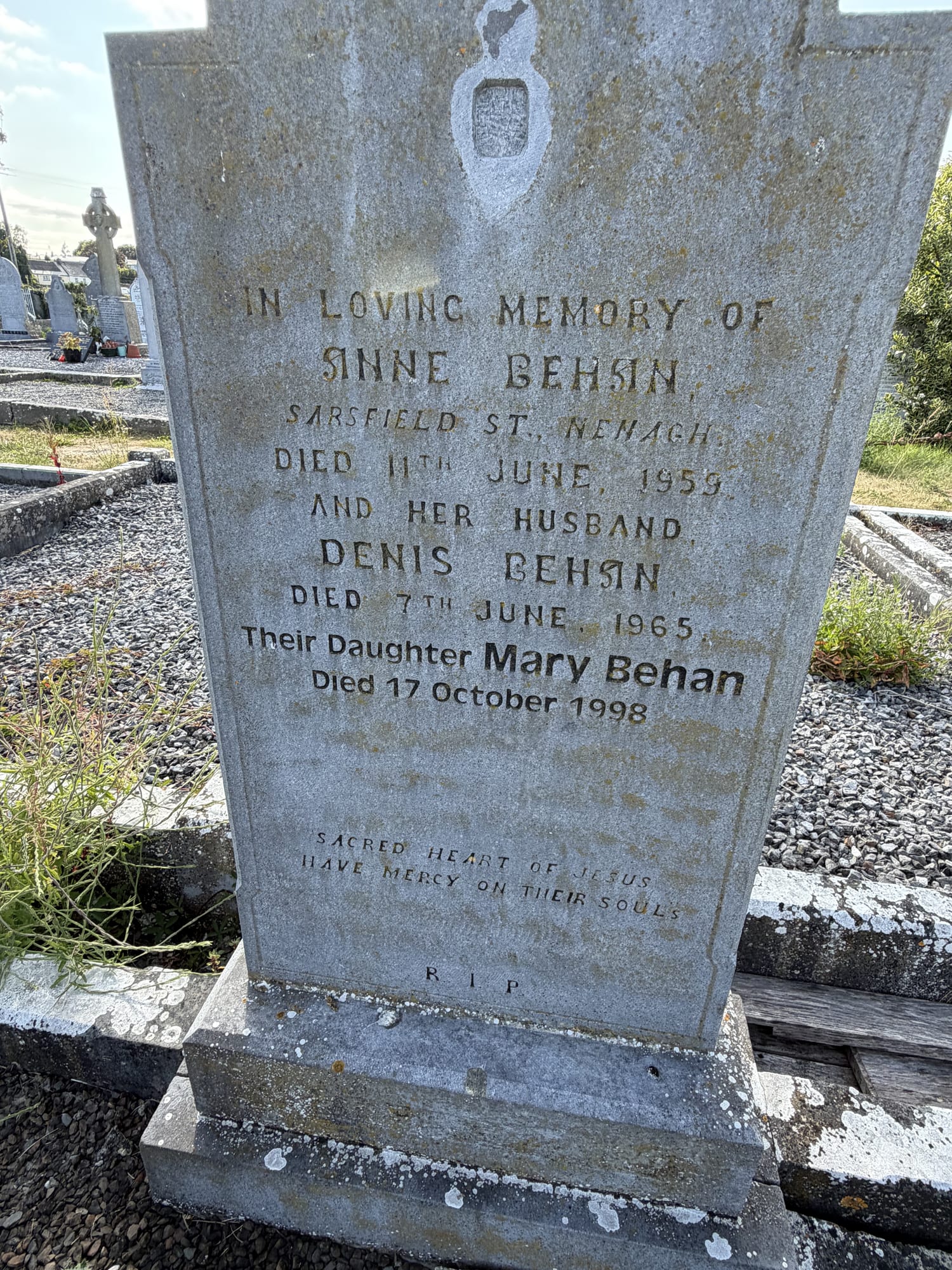 Headstone of Anne Behan