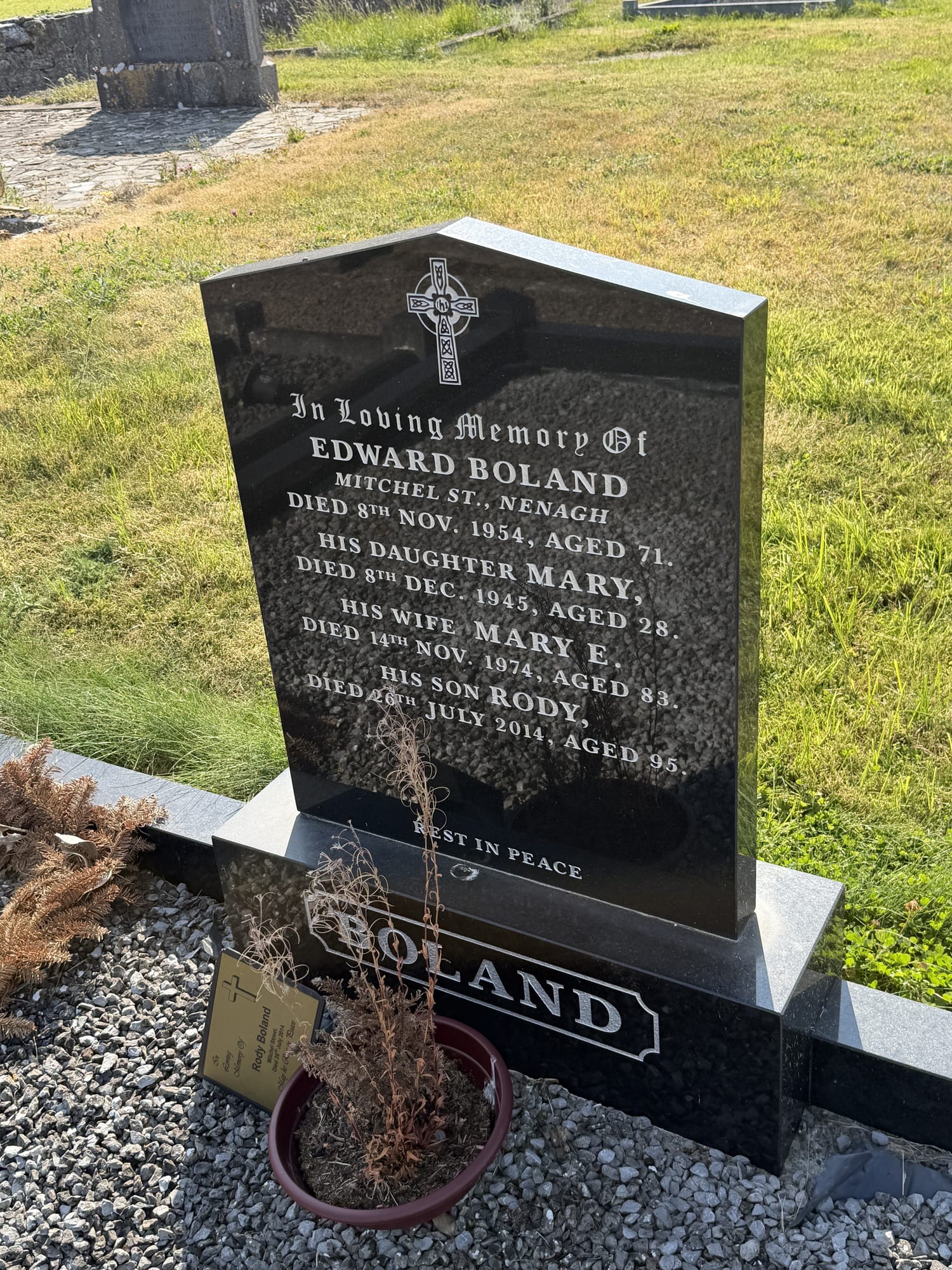 Headstone of Edward Boland