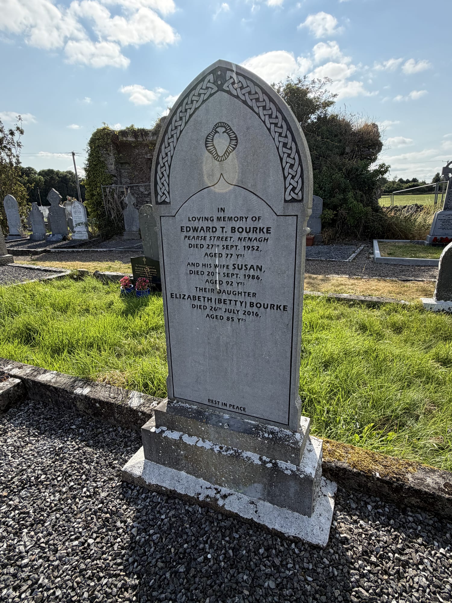 Headstone of Edward T. Bourke