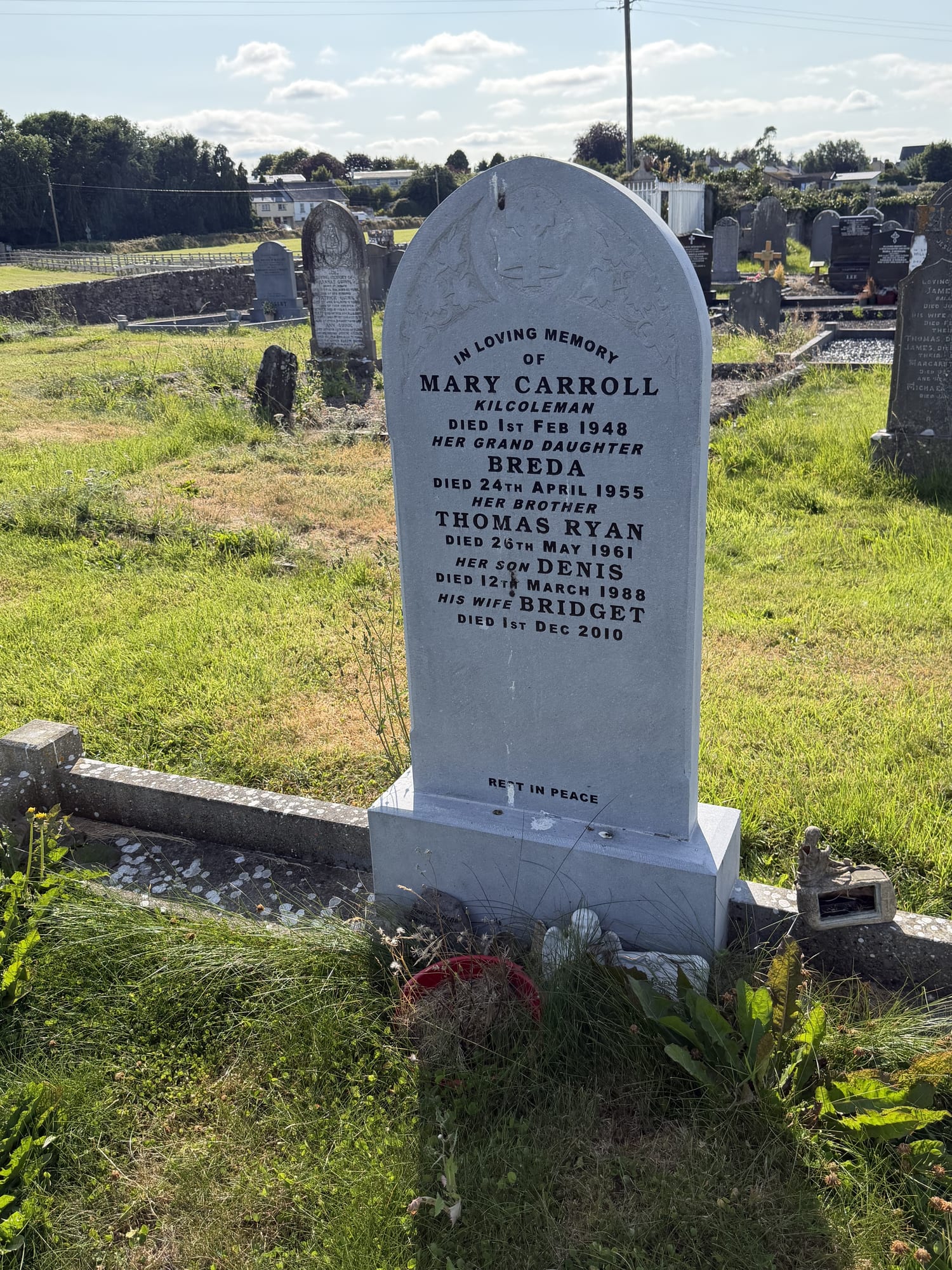 Headstone of Mary Carroll