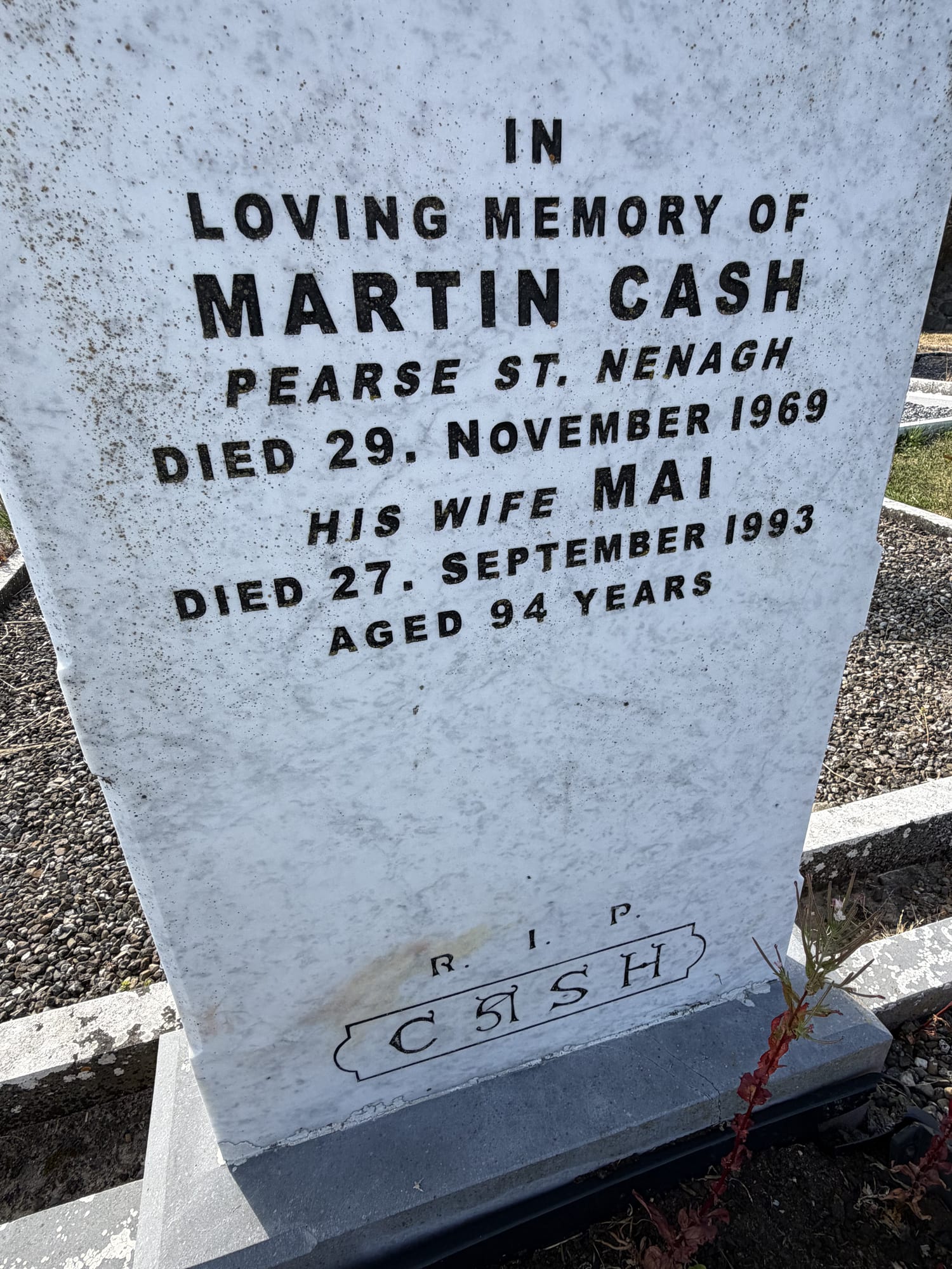 Headstone of Martin Cash