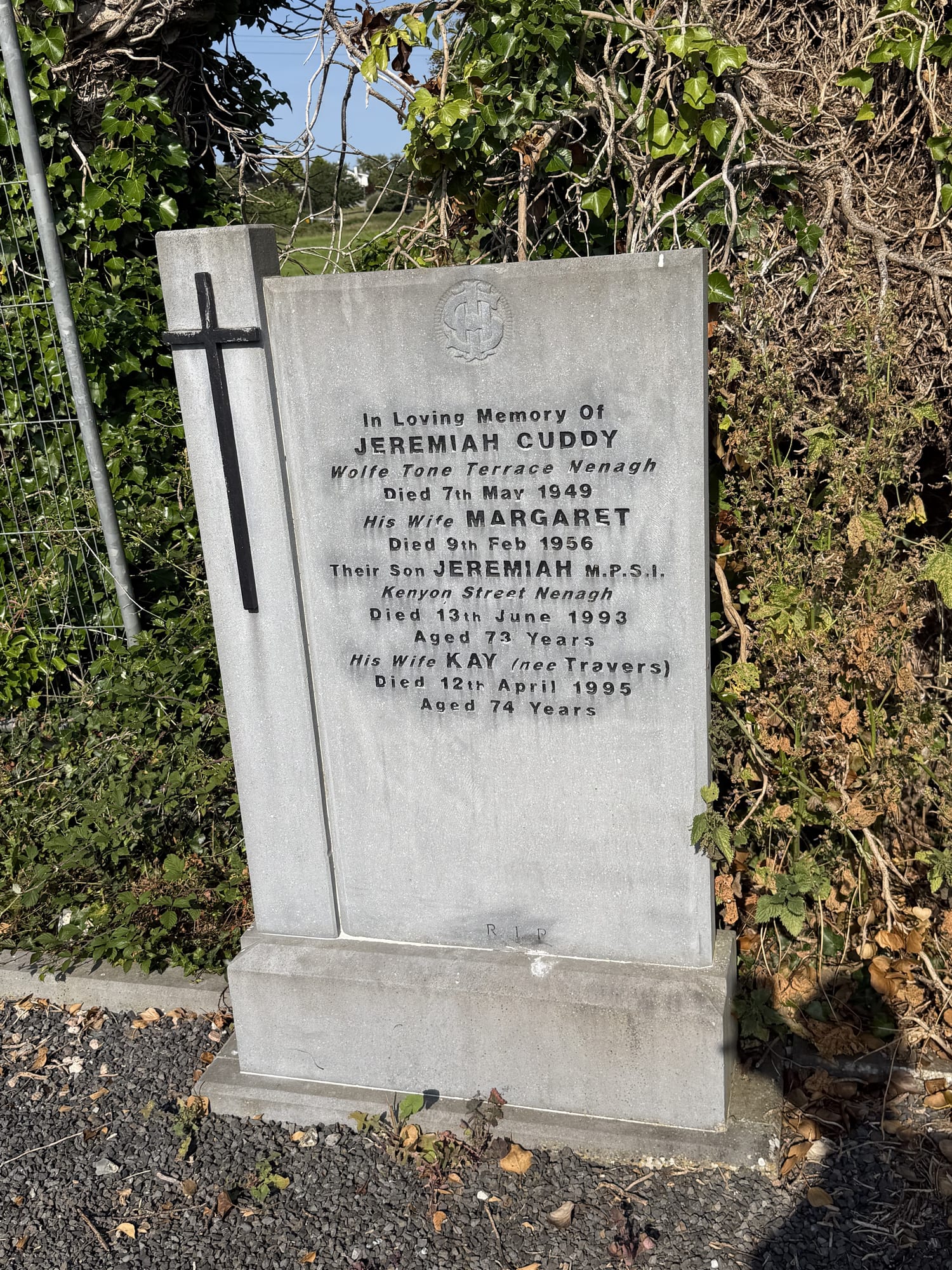 Headstone of Jeremiah Cuddy