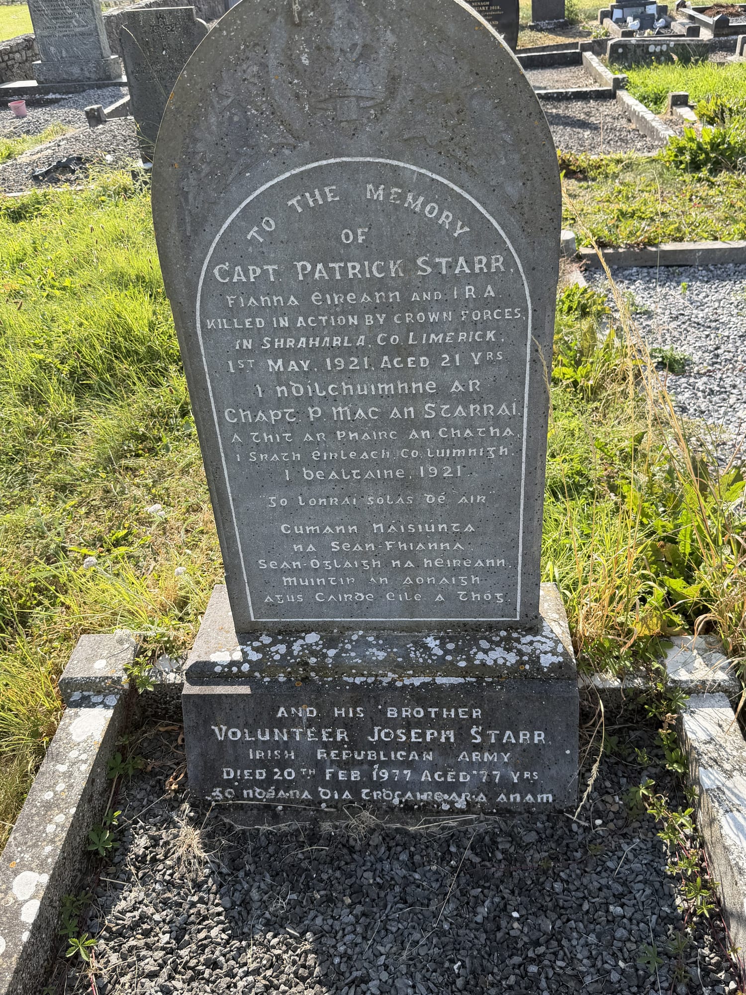 Headstone of Capt. Patrick Starr